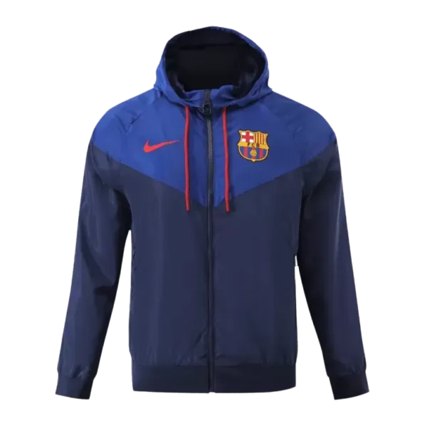 Barcelona Hoodie Windbreaker Jacket 2023/24 - Navy