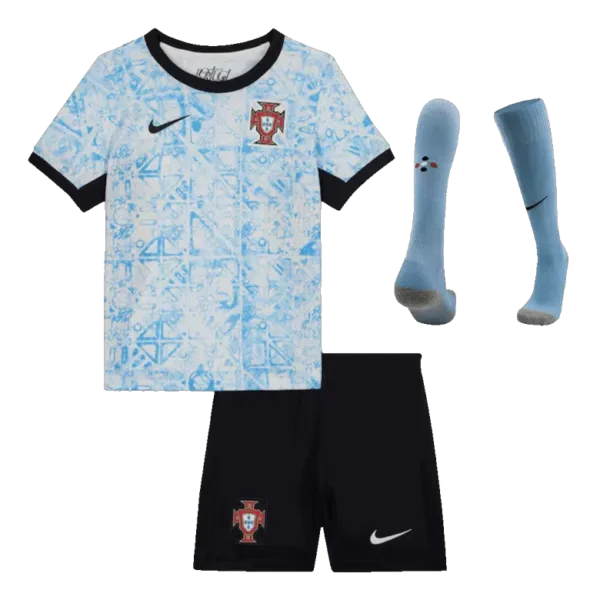 Portugal Away Kids Soccer Jerseys Full Kit EURO 2024
