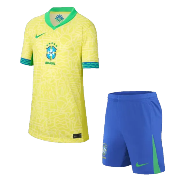 Brazil Home Kids Soccer Jerseys Kit Copa America 2024