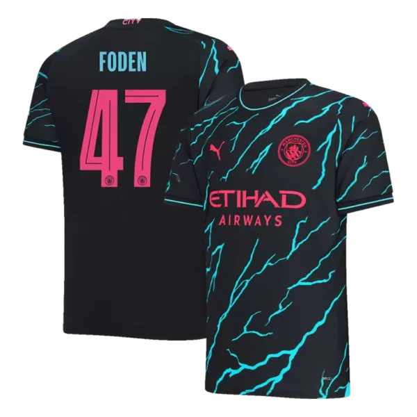 FODEN #47 Manchester City Third Away Soccer Jersey 2023/24 - UCL