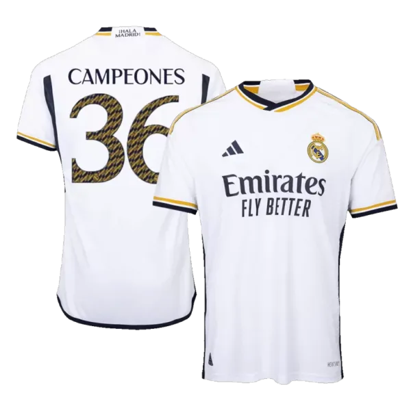 CAMPEONES #36 Real Madrid Home Authentic Soccer Jersey 2023/24