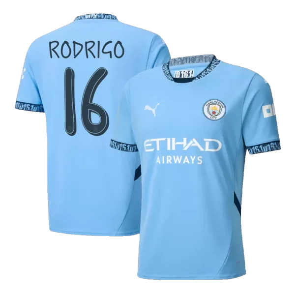 RODRIGO #16 Manchester City Home Soccer Jersey 2024/25 - UCL