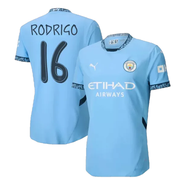 RODRIGO #16 Manchester City Home Authentic Soccer Jersey 2024/25 - UCL