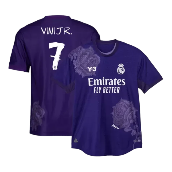 VINI JR. #7 Real Madrid Y-3 Fourth Away Authentic Soccer Jersey 2023/24
