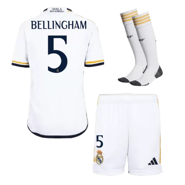 BELLINGHAM #5 Real Madrid Home Kids Soccer Jerseys Full Kit 2023/24