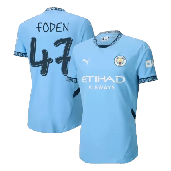 FODEN #47 Manchester City Home Authentic Soccer Jersey 2024/25 - UCL