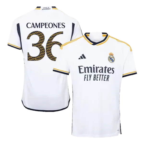 CAMPEONES #36 Real Madrid Home Soccer Jersey 2023/24
