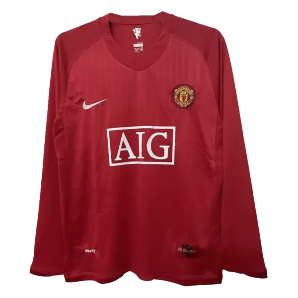 Vintage Soccer Jersey Manchester United Home Long Sleeve 2007/08