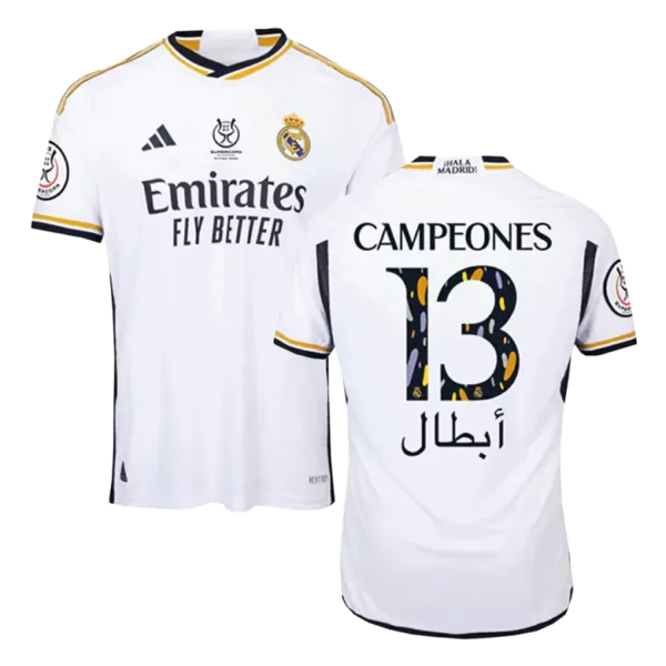 CAMPEONES #13 Real Madrid Campeones Supercopa Home Authentic Soccer Jersey 2023/24