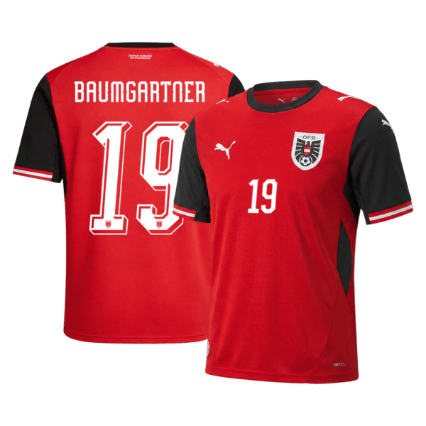BAUMGARTNER #19 Austria Home Soccer Jersey World Cup 2026