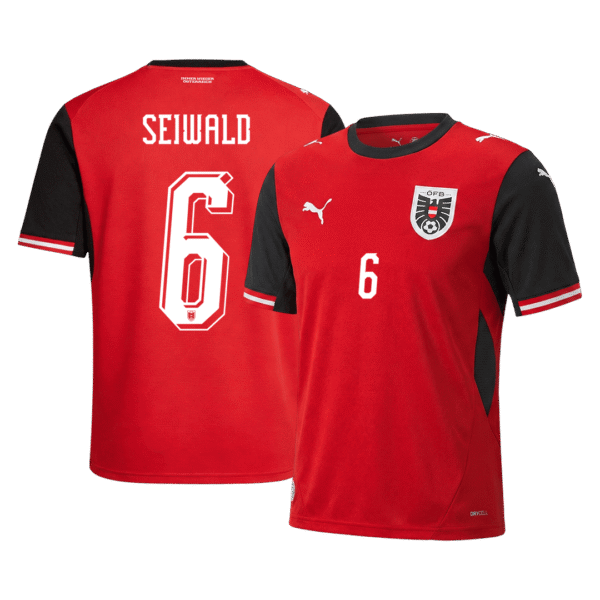 SEIWALD #6 Austria Home Soccer Jersey World Cup 2026